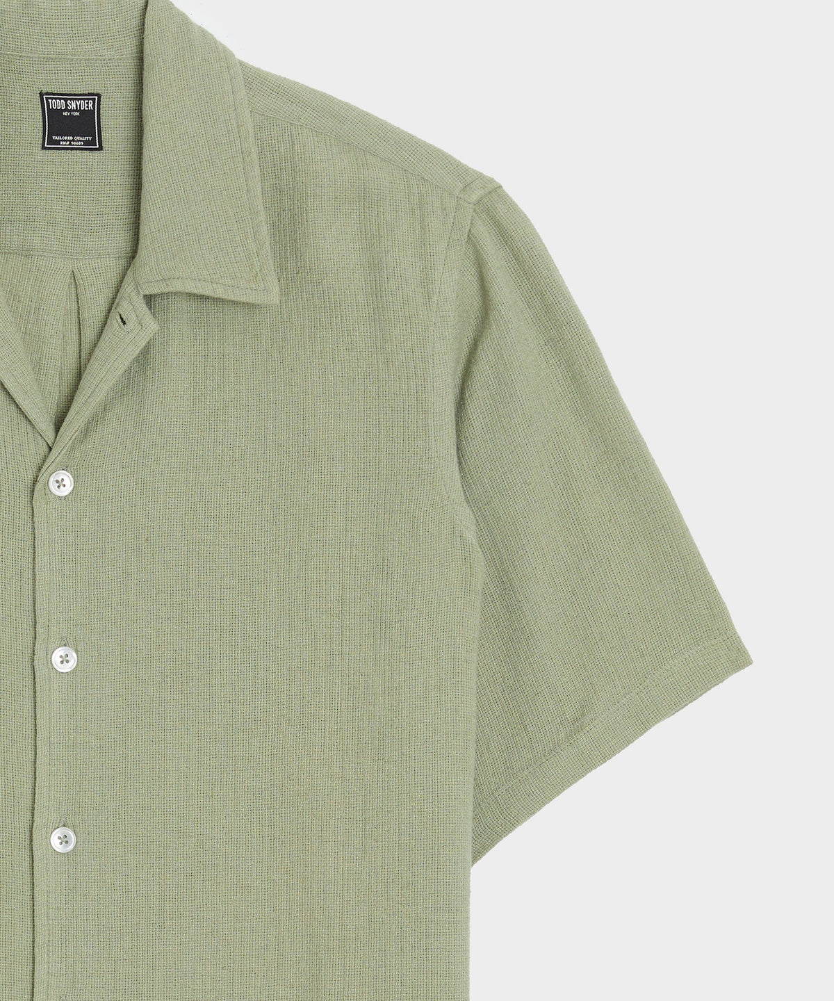 Todd Snyder Relaxed Basketweave Camp Collar Shirt - Sage