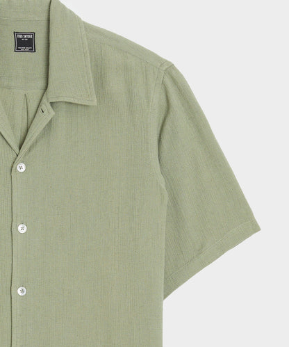 Todd Snyder Relaxed Basketweave Camp Collar Shirt - Sage
