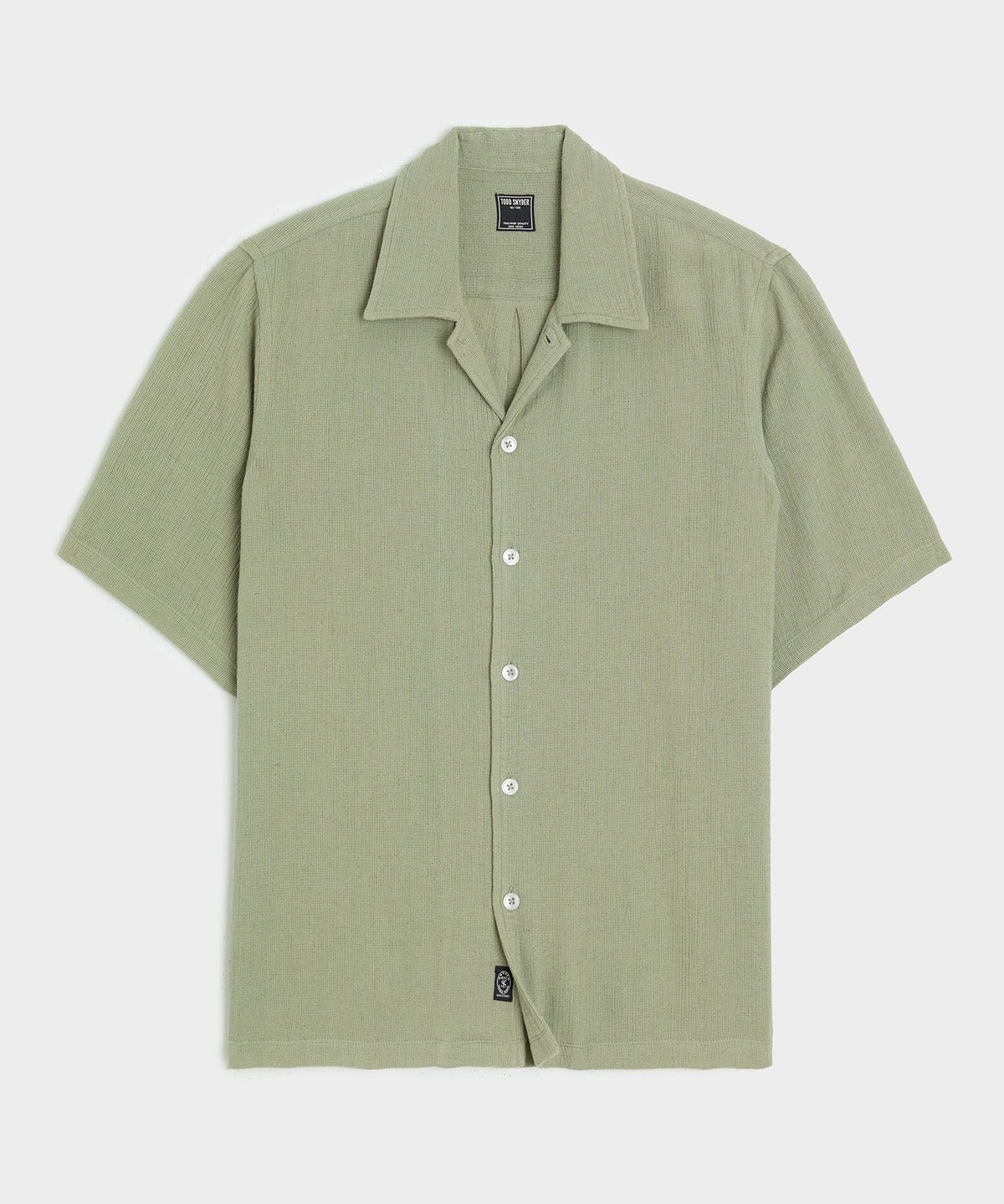 Todd Snyder Relaxed Basketweave Camp Collar Shirt - Sage