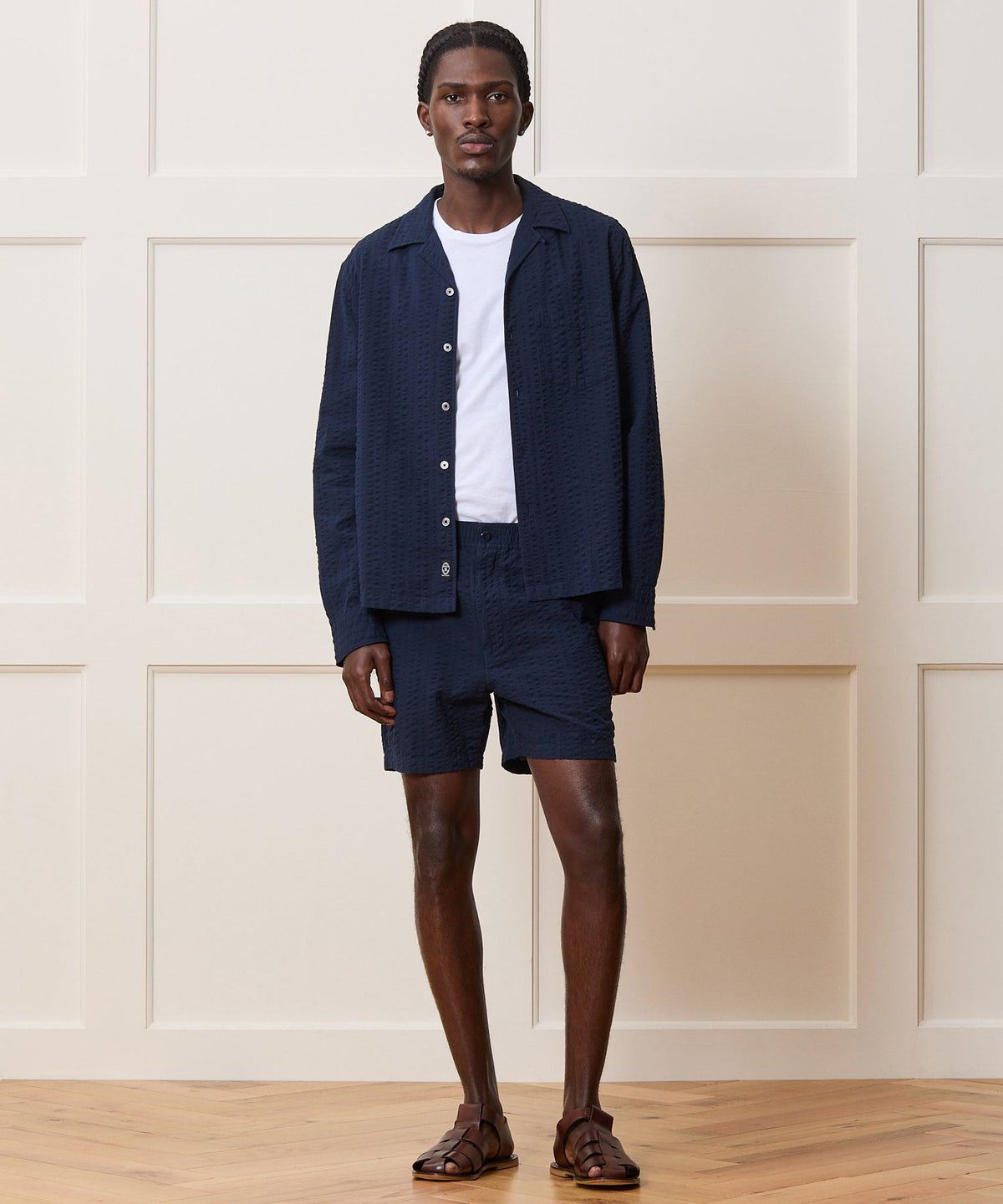 Todd Snyder 5" Seersucker Beachcomber Short - Navy