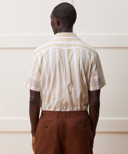 Todd Snyder Cropped Cotton Summerweight Camp Collar Shirt - Khaki
