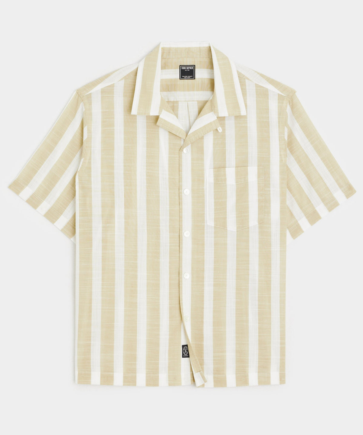 Todd Snyder Cropped Cotton Summerweight Camp Collar Shirt - Khaki