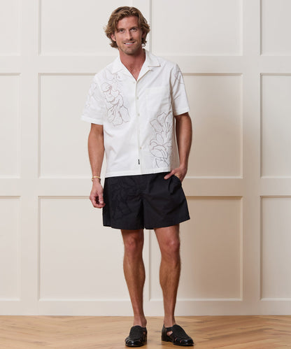 Todd Snyder Cropped Cotton Camp Collar Shirt - White