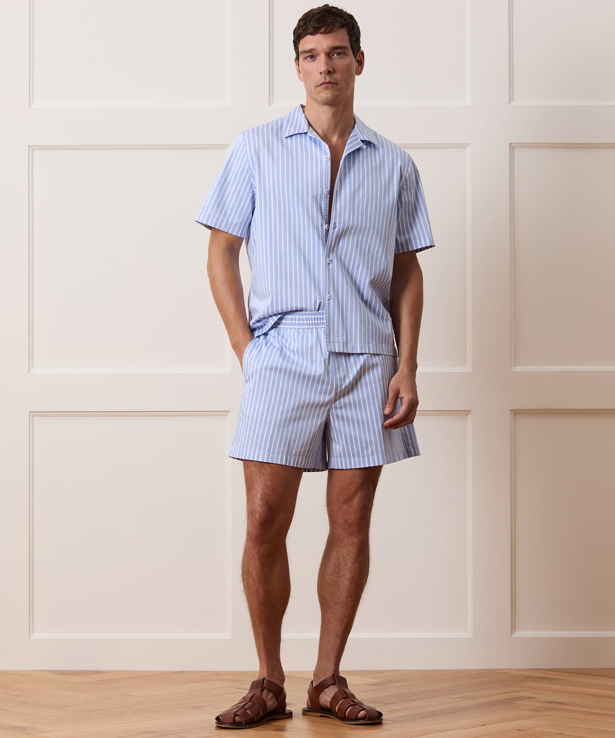 Todd Snyder 5" Striped Poplin Short - Blue