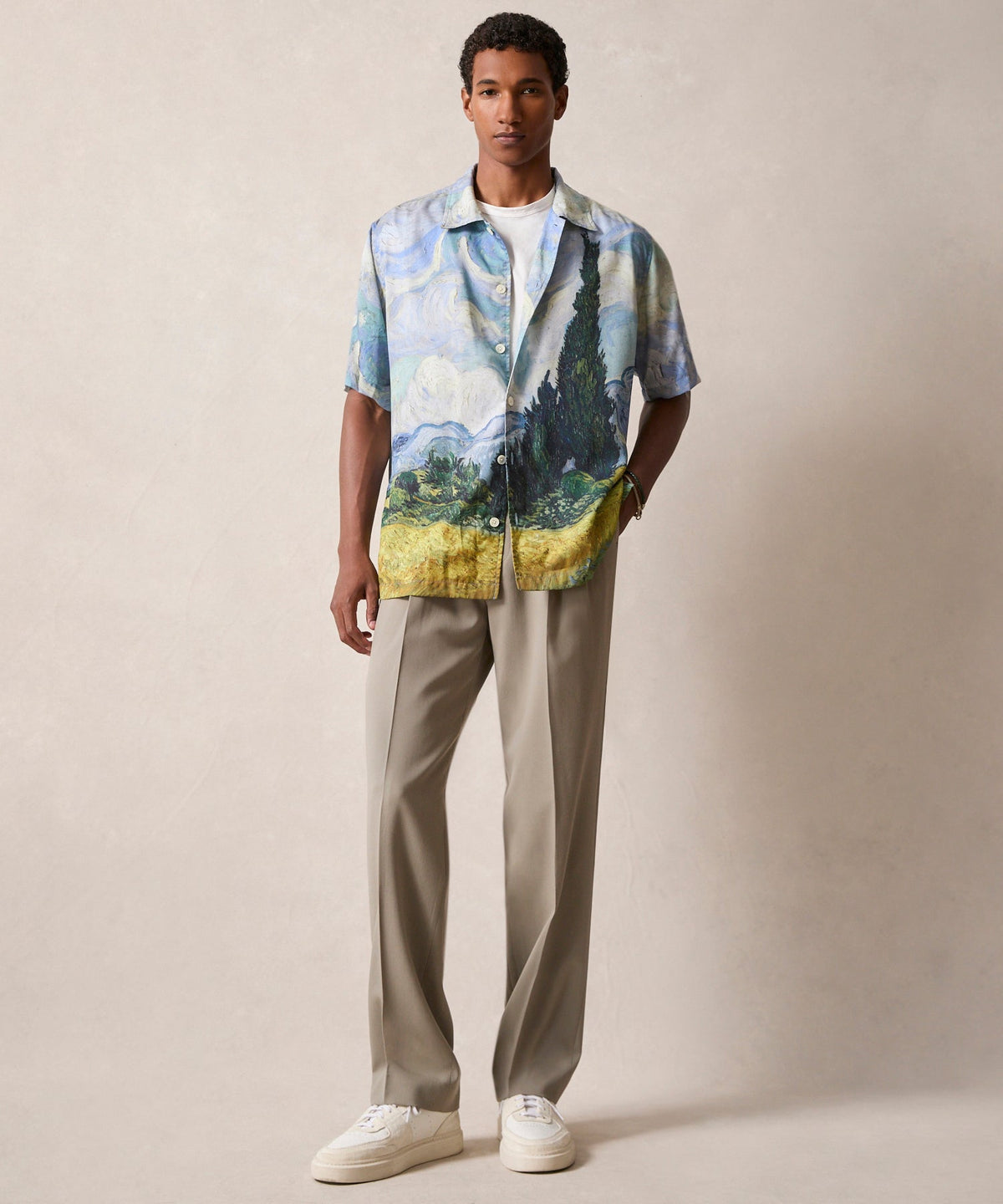 Todd Snyder Todd Snyder x The Met Van Gogh Wheat Field With Cypresses Cabana Shirt - Blue