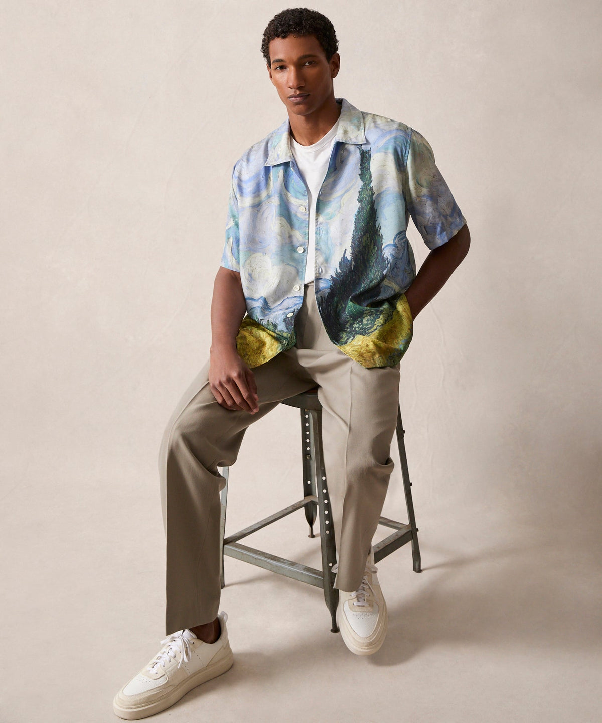 Todd Snyder Todd Snyder x The Met Van Gogh Wheat Field With Cypresses Cabana Shirt - Blue