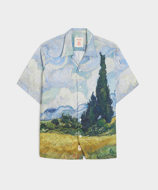 Todd Snyder Todd Snyder x The Met Van Gogh Wheat Field With Cypresses Cabana Shirt - Blue