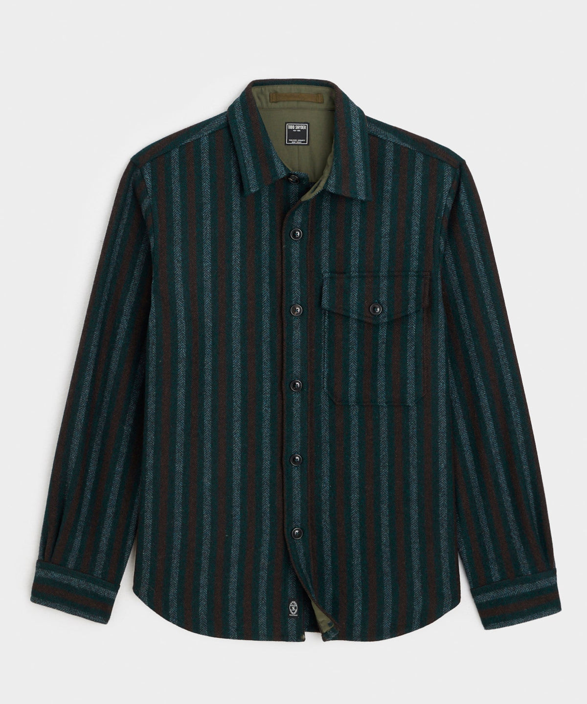 Todd Snyder Wool Striped Utility Shirt Jacket - Blue