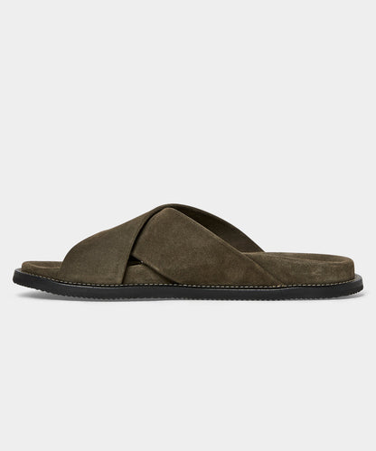 Todd Snyder Nomad Suede Crossover Sandal - Olive