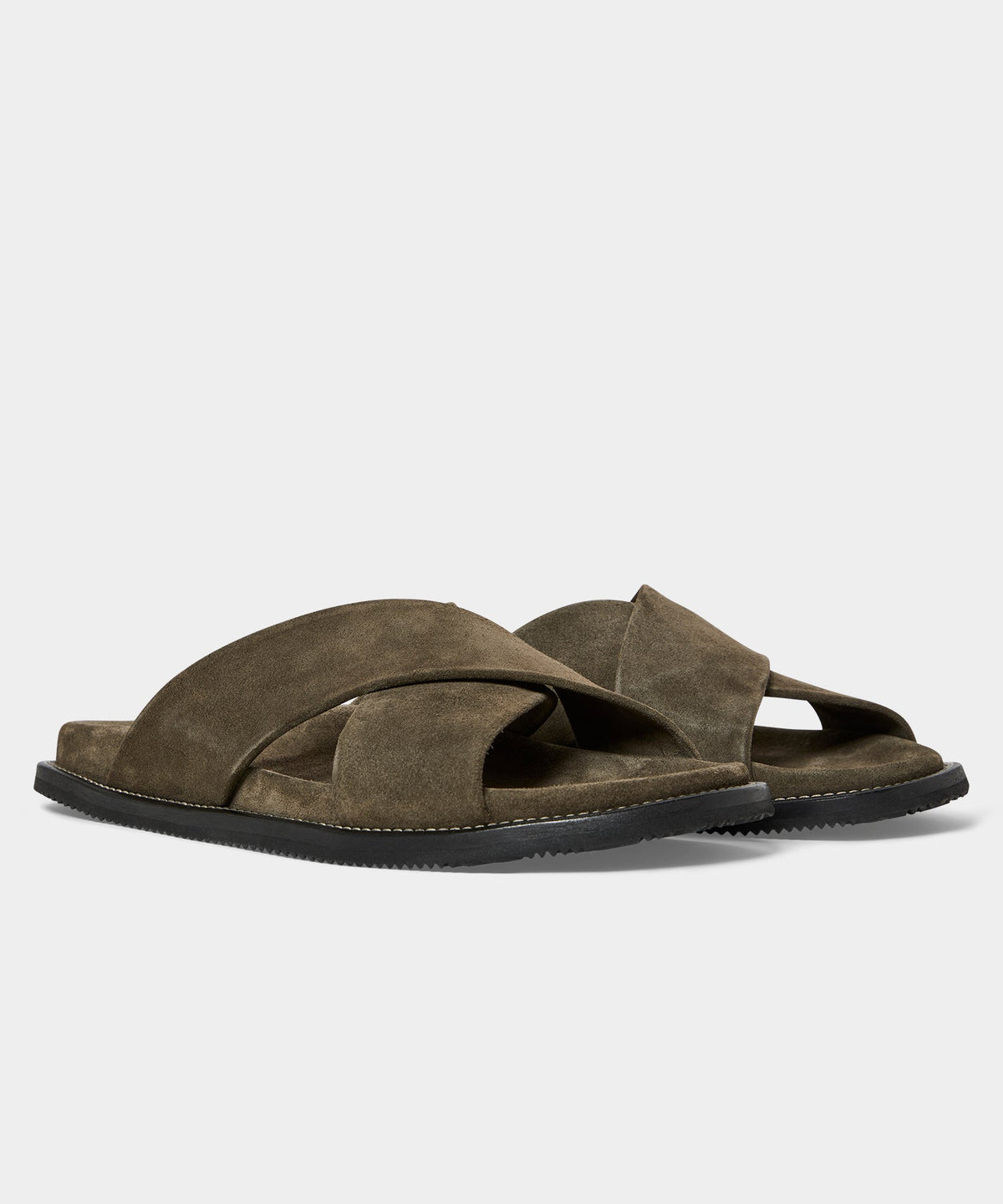 Todd Snyder Nomad Suede Crossover Sandal - Olive