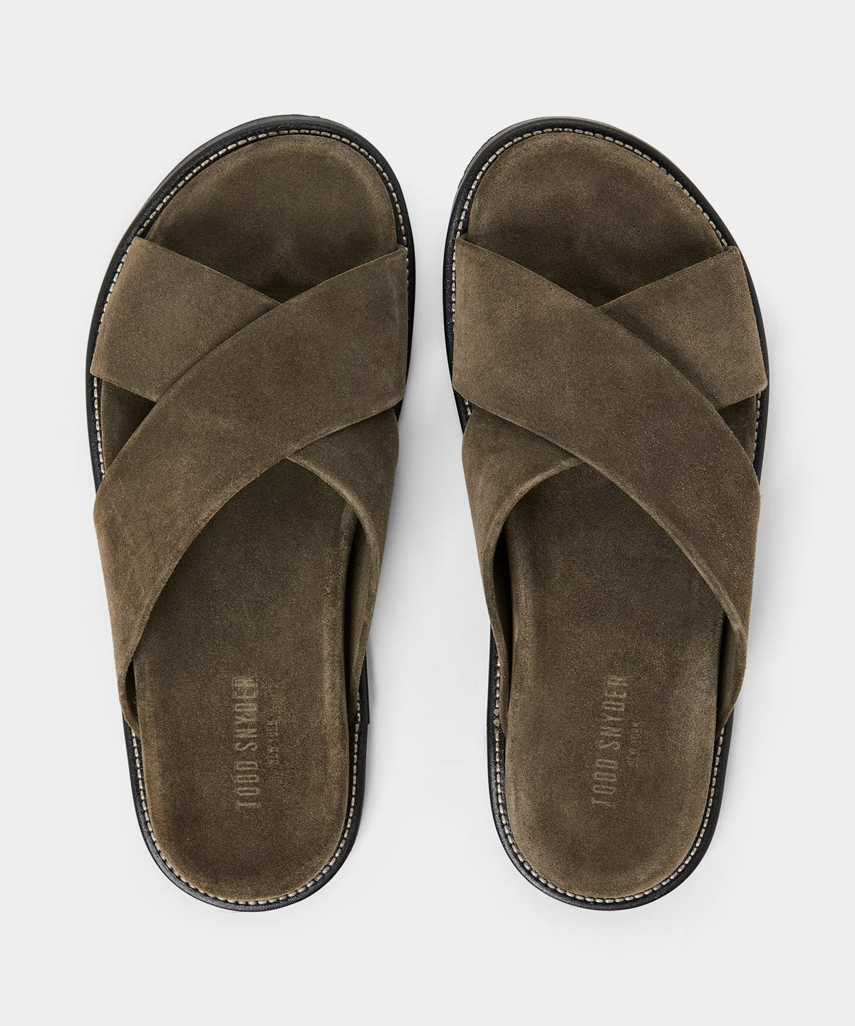 Todd Snyder Nomad Suede Crossover Sandal - Olive