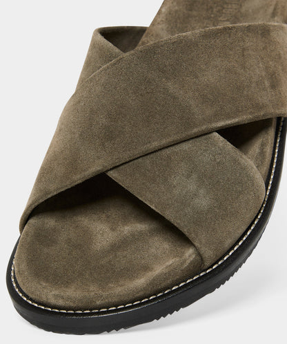 Todd Snyder Nomad Suede Crossover Sandal - Olive
