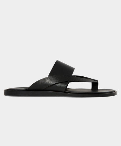 Todd Snyder Porto Leather Crossover Sandal - Black