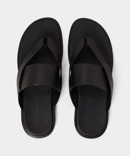 Todd Snyder Porto Leather Crossover Sandal - Black