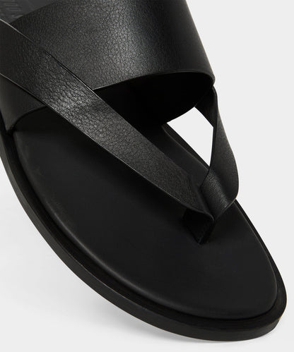 Todd Snyder Porto Leather Crossover Sandal - Black