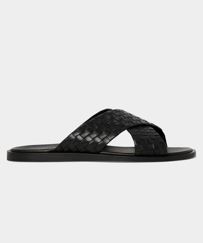 Todd Snyder Porto Woven Leather Sandal - Black