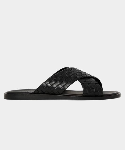Todd Snyder Porto Woven Leather Sandal - Black