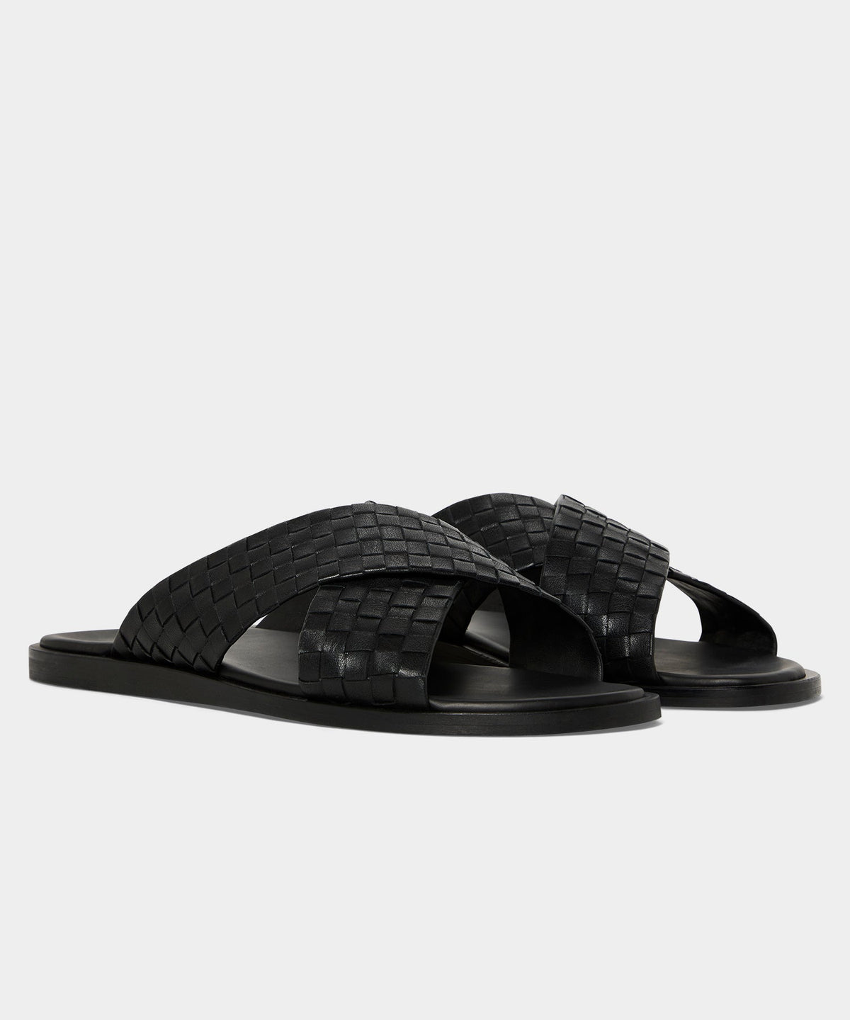 Todd Snyder Porto Woven Leather Sandal - Black