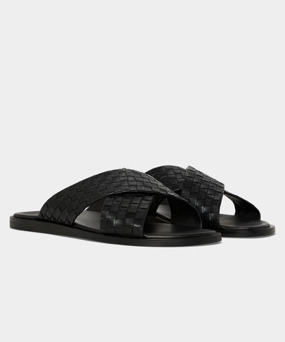 Todd Snyder Porto Woven Leather Sandal - Black