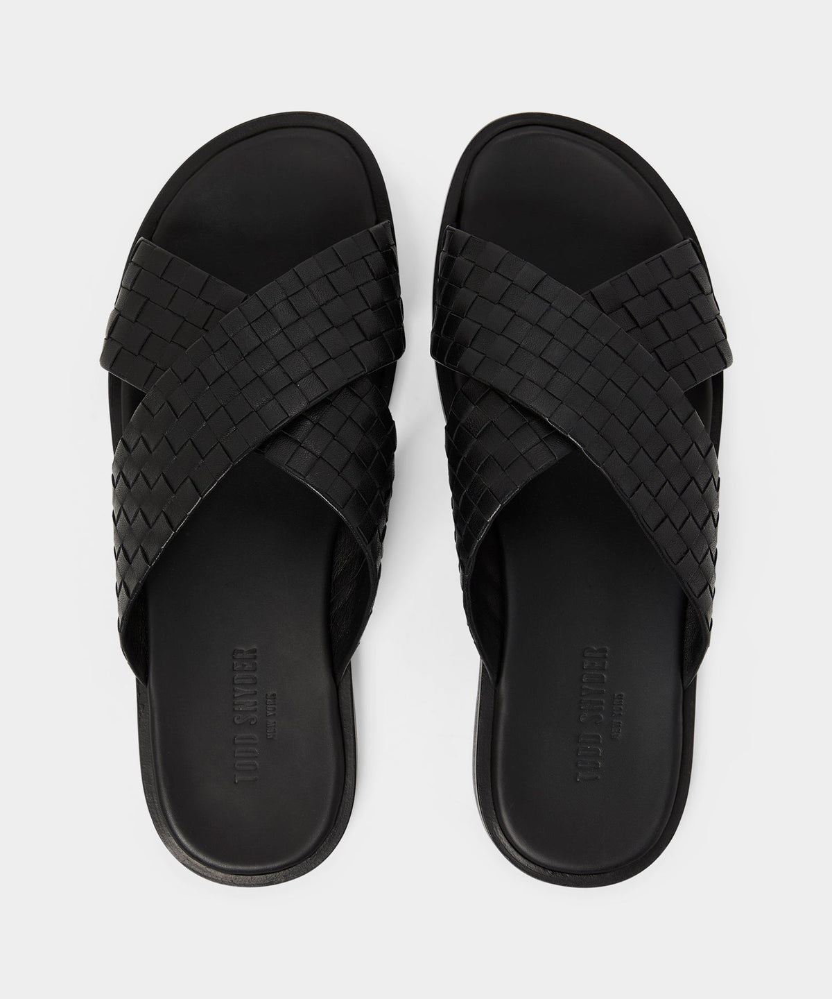 Todd Snyder Porto Woven Leather Sandal - Black