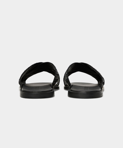 Todd Snyder Porto Woven Leather Sandal - Black