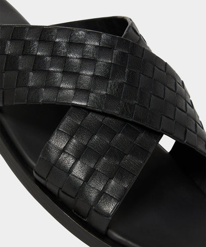 Todd Snyder Porto Woven Leather Sandal - Black