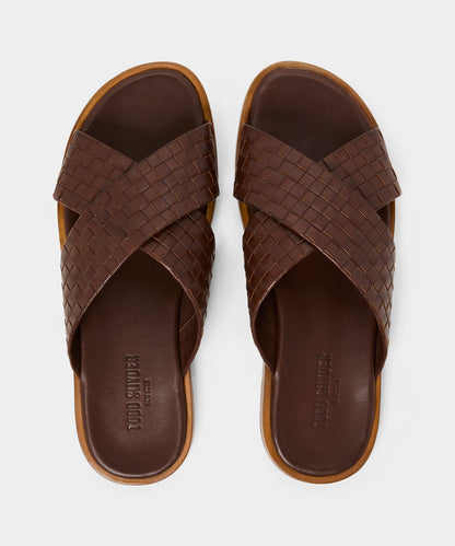 Todd Snyder Porto Woven Leather Sandal - Brown