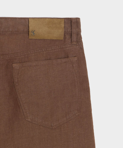 Todd Snyder Straight Fit 5-Pocket Linen Pant - Cigar