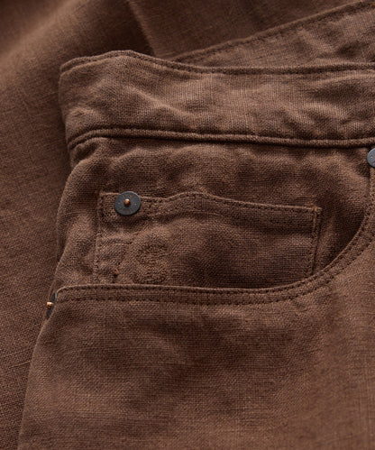 Todd Snyder Straight Fit 5-Pocket Linen Pant - Cigar