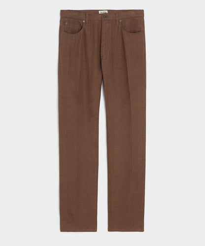 Todd Snyder Straight Fit 5-Pocket Linen Pant - Cigar