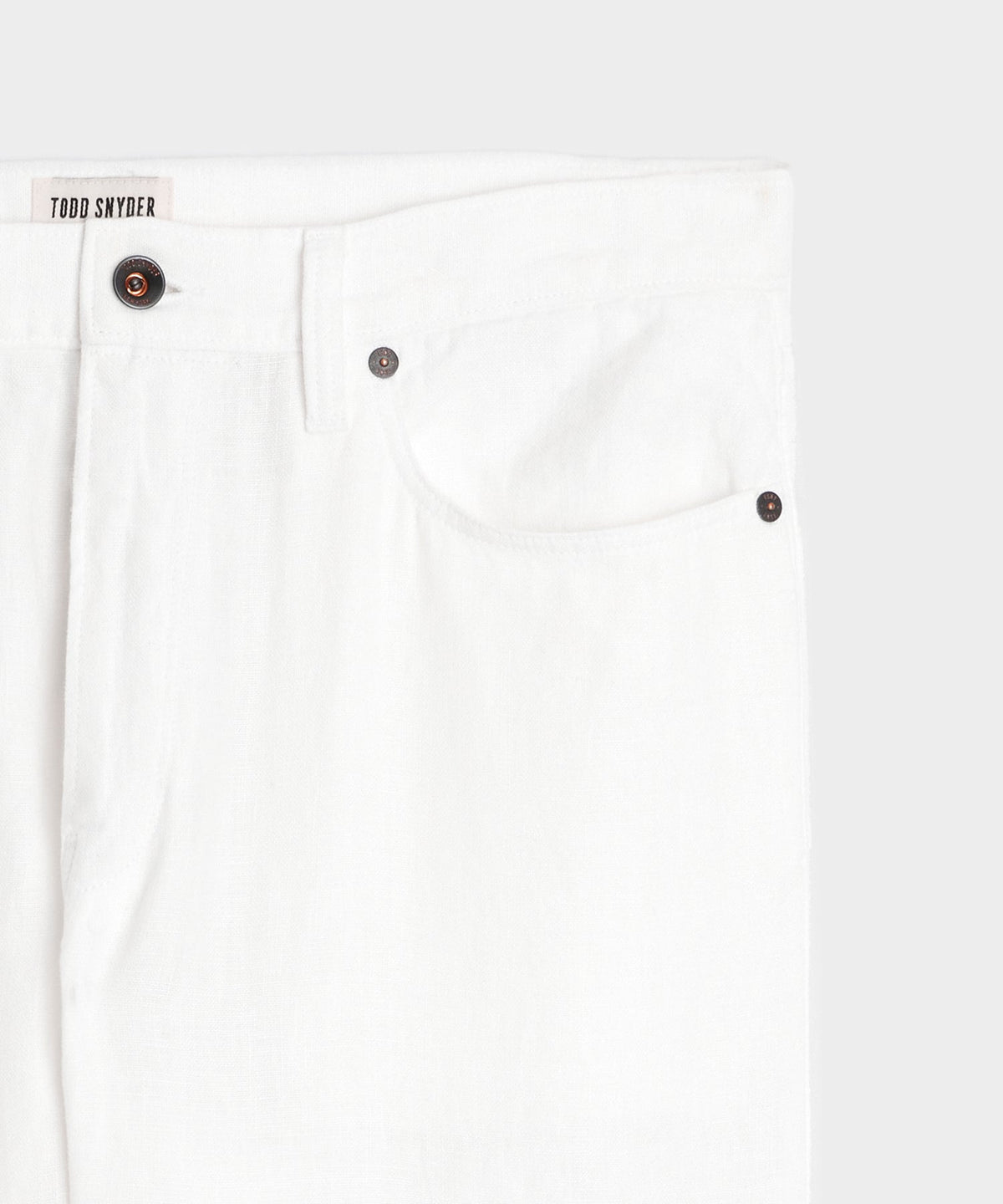 Todd Snyder Straight Fit 5-Pocket Linen Pant - White