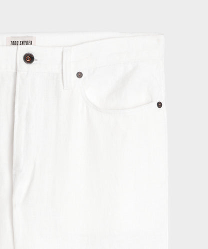 Todd Snyder Straight Fit 5-Pocket Linen Pant - White
