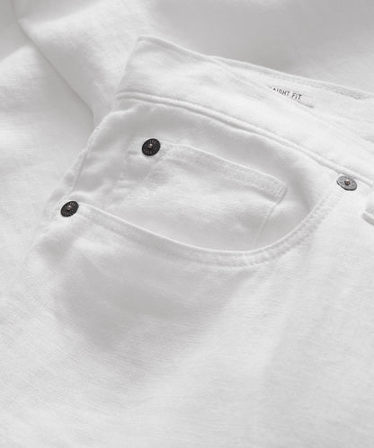 Todd Snyder Straight Fit 5-Pocket Linen Pant - White