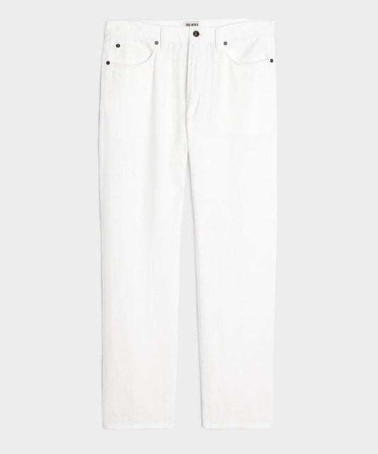 Todd Snyder Straight Fit 5-Pocket Linen Pant - White