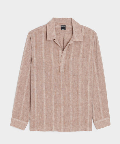 Todd Snyder Relaxed Linen Popover Shirt - Rust