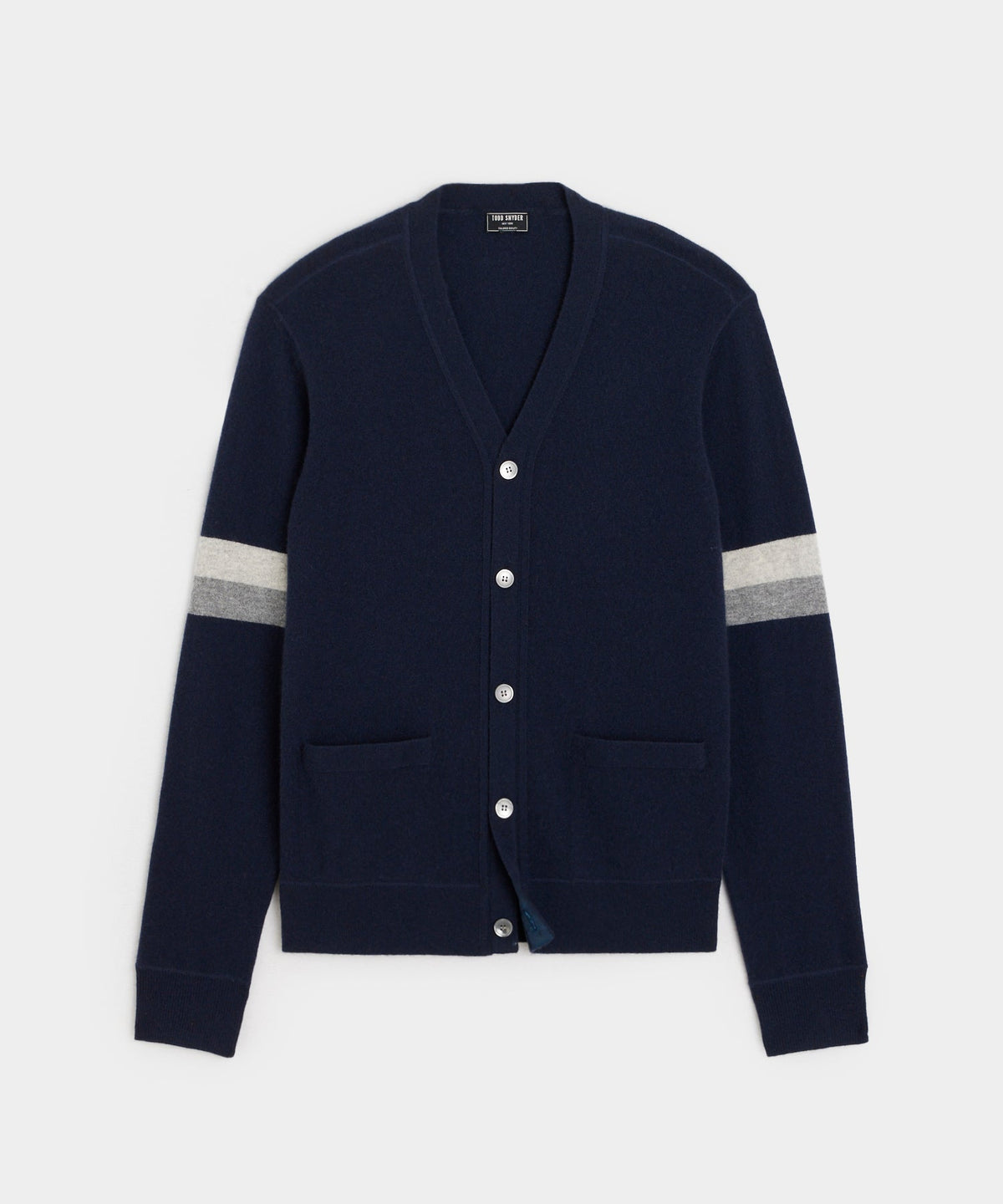 Todd Snyder Luxe Cashmere Armstripe Cardigan - Navy