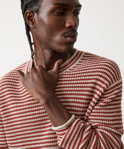 Todd Snyder Linen-Cotton Crewneck - Barn Red