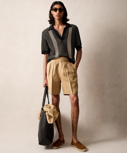 Todd Snyder Striped Short-Sleeve Polo - Black