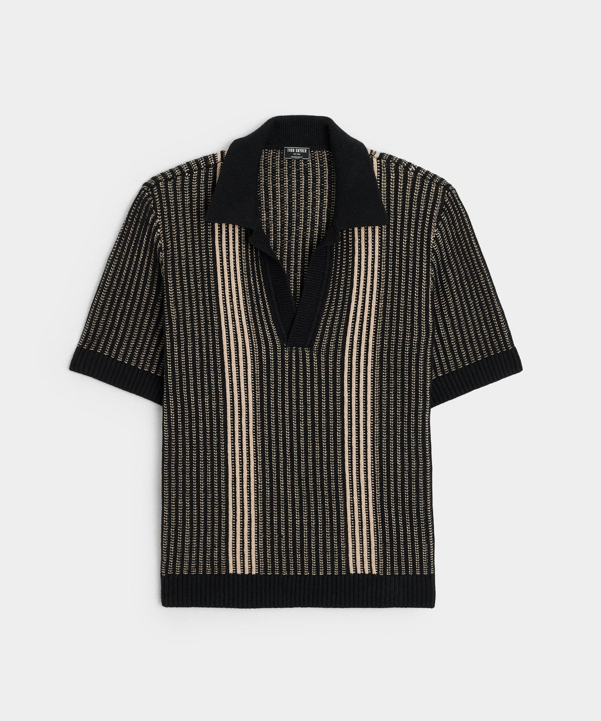 Todd Snyder Striped Short-Sleeve Polo - Black