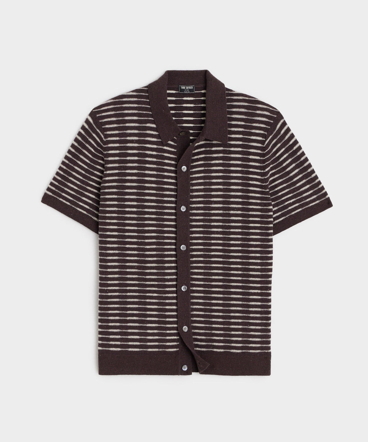 Todd Snyder Wave Stripe Full-Placket Polo - Umber