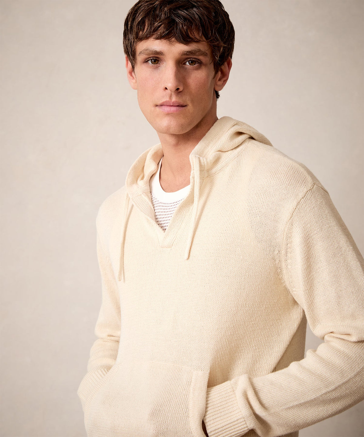 Todd Snyder Linen-Cotton Popover Hoodie - Bisque