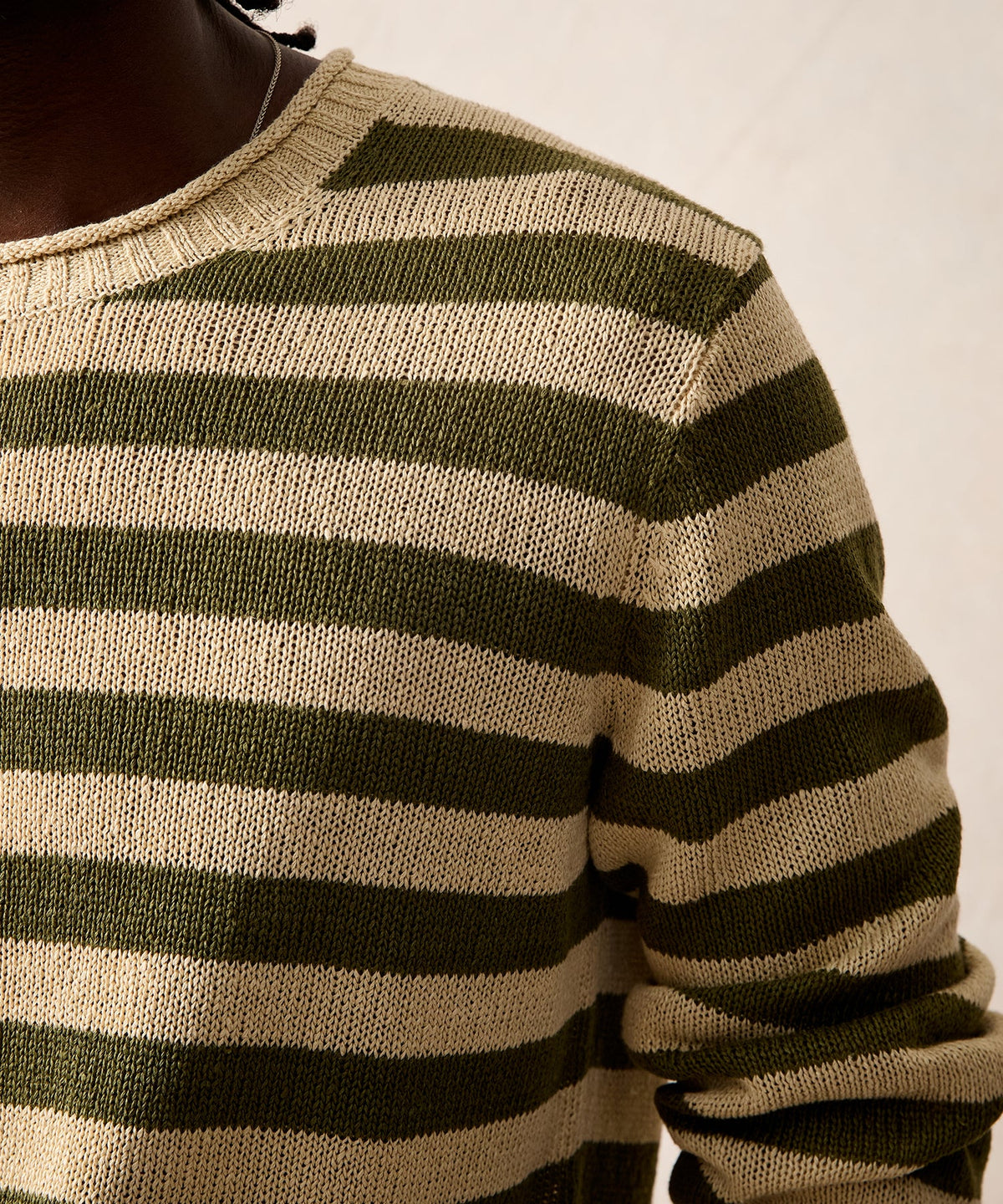Todd Snyder Linen Striped Crewneck - Olive