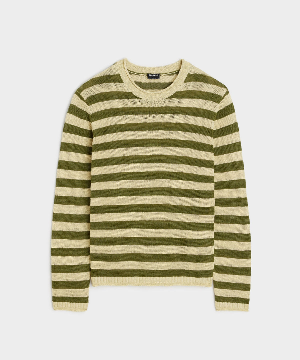 Todd Snyder Linen Striped Crewneck - Olive