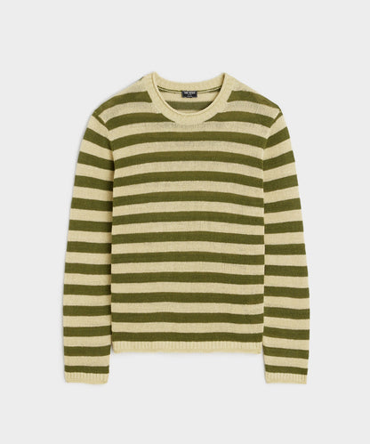Todd Snyder Linen Striped Crewneck - Olive