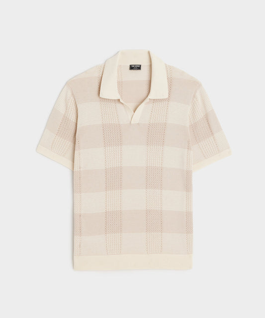 Todd Snyder Mesh Silk-Cotton Montauk Sweater Polo - Coastal White