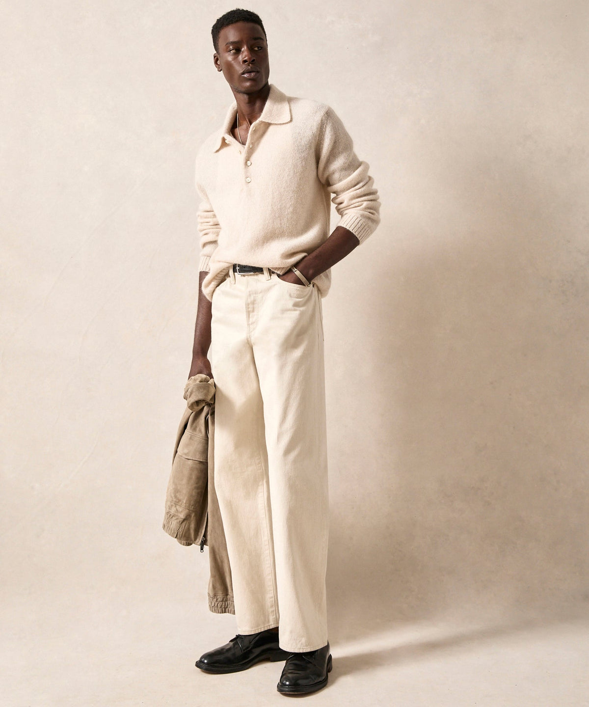 Todd Snyder Relaxed Mohair Sweater Polo - Chalk
