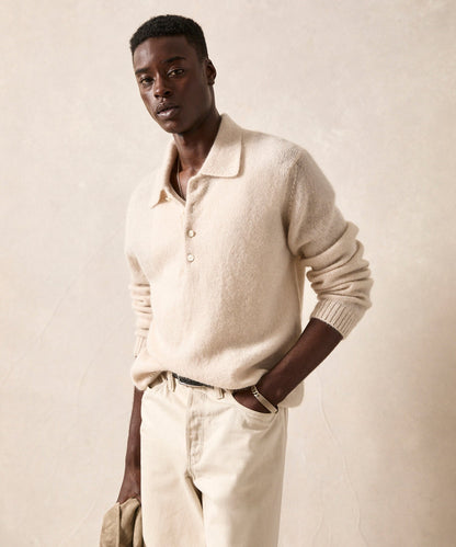 Todd Snyder Relaxed Mohair Sweater Polo - Chalk