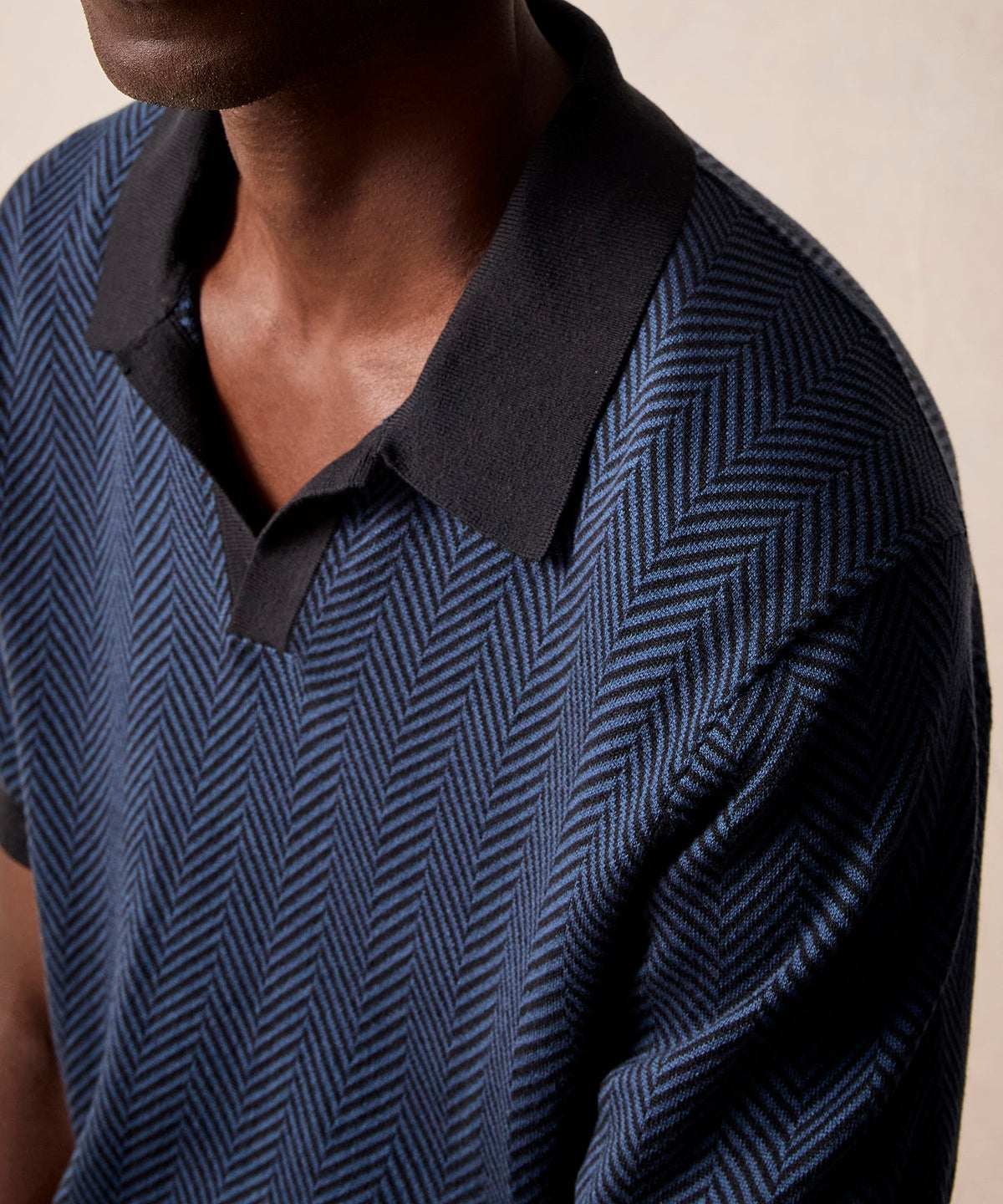 Todd Snyder Herringbone Silk-Cotton Montauk Sweater Polo - Blue Note