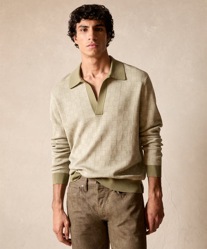 Todd Snyder Relaxed Silk-Cotton Montauk Sweater Polo - Olive