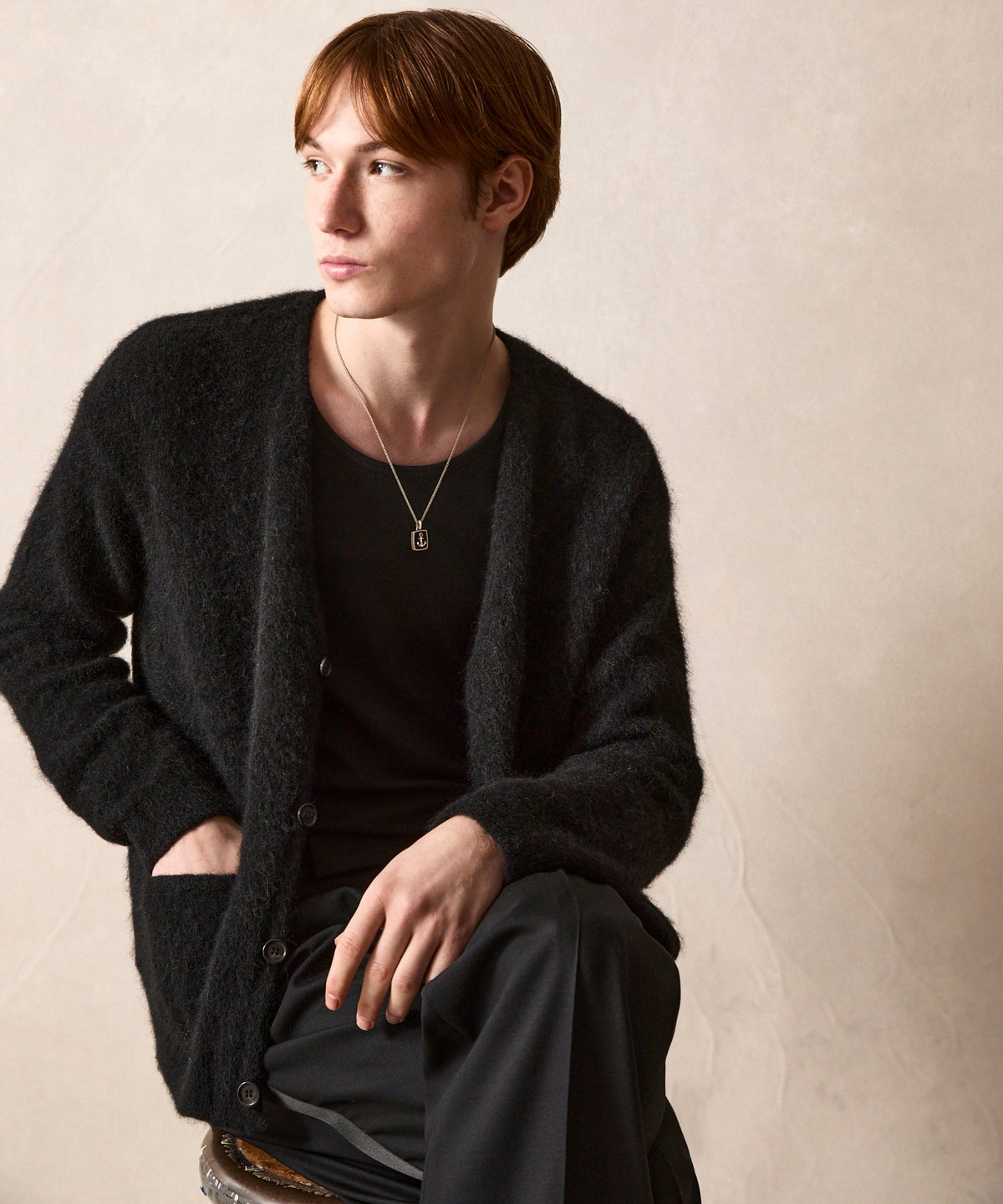 Todd Snyder Brushed Alpaca Cardigan - Black